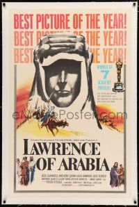 1t164 LAWRENCE OF ARABIA linen style D 1sh '63 David Lean classic, silhouette art of Peter O'Toole!