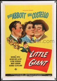 1t170 LITTLE GIANT linen 1sh '46 Bud Abbott & Lou Costello sell vaccuum cleaners!