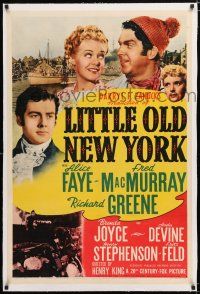 1t171 LITTLE OLD NEW YORK linen style B 1sh '40 pretty Alice Faye, Fred MacMurray & Richard Greene!