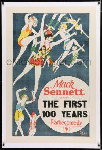 1t089 FIRST 100 YEARS linen 1sh '24 Harry Langdon, Mack Sennett, art of sexy dancers!