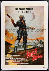 1t177 MAD MAX linen 1sh '80 George Miller post-apocalyptic classic, Garland art of Mel Gibson!