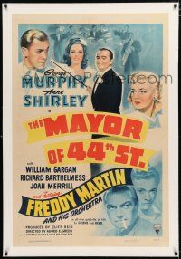 1t187 MAYOR OF 44TH STREET linen 1sh '42 George Murphy, Anne Shirley & Freddy Martin's Orchestra!