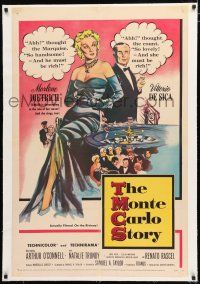 1t202 MONTE CARLO STORY linen 1sh '57 Marlene Dietrich, De Sica, high stakes, low cut gowns!