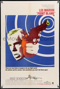 1t239 POINT BLANK linen 1sh '67 cool artwork of Lee Marvin, sexy Angie Dickinson, film noir!