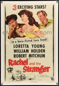 1t250 RACHEL & THE STRANGER linen 1sh R53 William Holden, Robert Mitchum, Loretta Young, different!