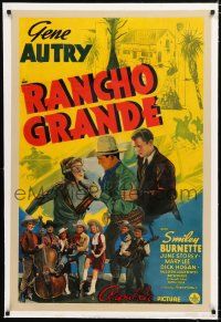 1t255 RANCHO GRANDE linen 1sh '40 Gene Autry, June Storey, Smiley Burnette, Pals of the Golden West