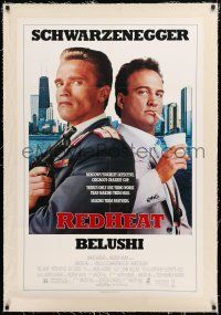 1t257 RED HEAT linen 1sh '88 Walter Hill, great image of cops Arnold Schwarzenegger & James Belushi!