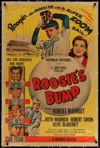 1t268 ROOGIE'S BUMP linen 1sh '54 starring real life Brooklyn Dodgers baseball players!