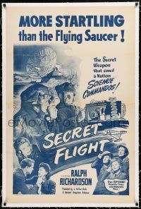 1t271 SCHOOL FOR SECRETS linen 1sh '52 1946 spy film made into flying saucer movie, Secret Flight!