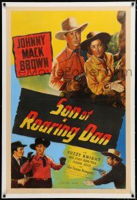 1t291 SON OF ROARING DAN linen 1sh R47 cowboy Johnny Mack Brown, Fuzzy Knight & Nell O'Day!