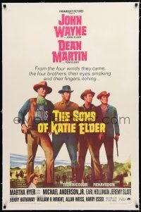 1t292 SONS OF KATIE ELDER linen 1sh '65 line up of John Wayne, Dean Martin & more + Martha Hyer!