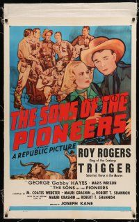 1t293 SONS OF THE PIONEERS linen 1sh R55 art of Roy Rogers King of the Cowboys, Maris Wrixon