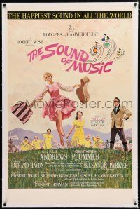 1t295 SOUND OF MUSIC linen pre-Awards 1sh '65 classic Terpning art of Julie Andrews & top cast!