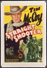 1t306 STRAIGHT SHOOTER linen 1sh '40 full-length close up of cowboy Tim McCoy pointing gun!