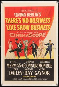 1t320 THERE'S NO BUSINESS LIKE SHOW BUSINESS linen 1sh '54 great art of Marilyn Monroe & top cast!
