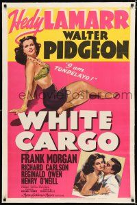 1t345 WHITE CARGO linen style D 1sh '42 different art of sexy Hedy Lamarr as Tondelayo, Pidgeon!