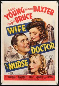 1t346 WIFE, DOCTOR & NURSE linen 1sh '37 Warner Baxter between Loretta Young & Virginia Bruce!