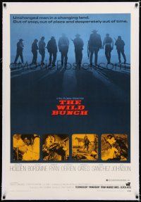 1t347 WILD BUNCH linen 1sh '69 Sam Peckinpah cowboy classic, William Holden & Ernest Borgnine!