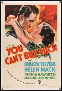 1t356 YOU CAN'T BUY LUCK linen 1sh '37 romantic art of pretty Mack & Stevens, horse racing gambling!