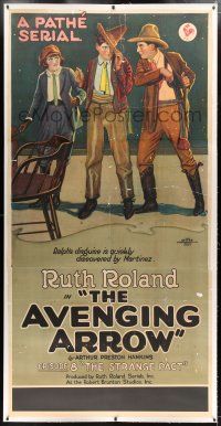 1w033 AVENGING ARROW linen chapter 8 3sh '21 Ruth Roland Pathe serial, man's disguise is discovered!