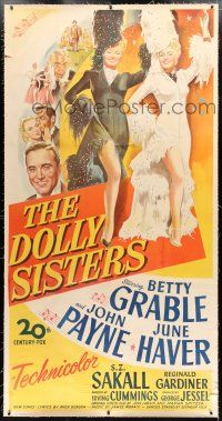 1w040 DOLLY SISTERS linen 3sh '45 stone litho of sexy entertainers Betty Grable & June Haver!