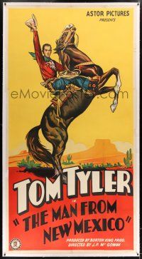 1w054 MAN FROM NEW MEXICO linen 3sh R37 best full-length art of Tom Tyler on rearing horse!