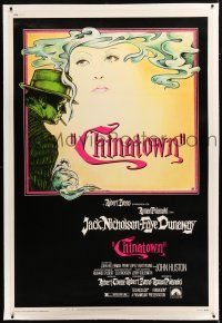 1w028 CHINATOWN linen 40x60 '74 art of Jack Nicholson & Faye Dunaway by Jim Pearsall, Roman Polanski