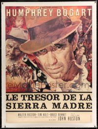 1w021 TREASURE OF THE SIERRA MADRE linen French 1p R60s best art of Humphrey Bogart by Yves Thos!