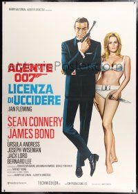 1w012 DR. NO linen Italian 2p R70s art of Connery as James Bond & sexy Ursula Andress in bikini!