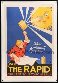 1w006 RAPID linen 31x47 French advertising poster '30s great metal cleaner cartoon art by R. Dion!