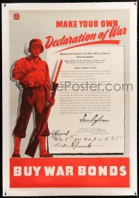 1w002 MAKE YOUR OWN DECLARATION OF WAR linen 41x60 WWII war poster '42 Buy War Bonds, cool image!