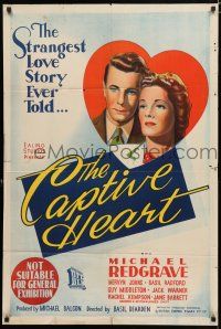 1y482 CAPTIVE HEART Aust 1sh '47 Michael Redgrave, would you forge love letters to save your life?