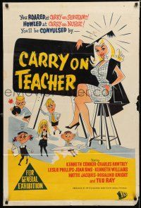 1y487 CARRY ON TEACHER Aust 1sh '62 Kenneth Connor, Charles Hawtrey, English, sexy comic art!