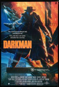 1y496 DARKMAN Aust 1sh '90 directed by Sam Raimi, cool Alvin art of masked hero Liam Neeson!