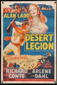 1y499 DESERT LEGION Aust 1sh '53 art of Alan Ladd in the French Foreign Legion & sexy Arlene Dahl!