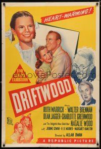 1y503 DRIFTWOOD Aust 1sh '47 great image of adorable young Natalie Wood, Walter Brennan!