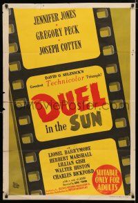 1y505 DUEL IN THE SUN Aust 1sh '47 Jennifer Jones, Gregory Peck & Joseph Cotten in King Vidor epic