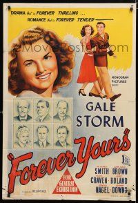 1y517 FOREVER YOURS Aust 1sh '47 Johnny Mack Brown, different art of sexy Gale Storm!
