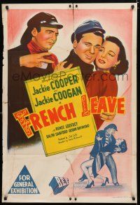 1y521 FRENCH LEAVE Aust 1sh '48 kid stars Jackie Cooper & Jackie Coogan all grown up & romancing!