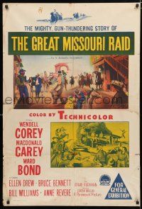 1y529 GREAT MISSOURI RAID Aust 1sh '51 Wendell Corey, Macdonald Carey, gun-thundering story!