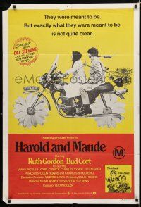 1y536 HAROLD & MAUDE Aust 1sh '71 Ruth Gordon, Bud Cort is equipped to deal w/life!