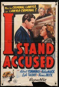 1y561 I STAND ACCUSED Aust 1sh 1939 art of Robert Cummings & Helen Mack in courtroom!