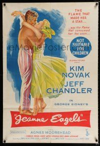 1y572 JEANNE EAGELS Aust 1sh '57 best romantic artwork of Kim Novak & Jeff Chandler kissing!