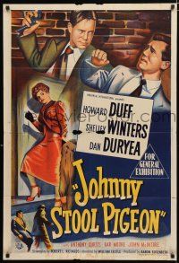 1y573 JOHNNY STOOL PIGEON Aust 1sh '49 Howard Duff & Shelley Winters, directed by William Castle!