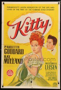 1y575 KITTY Aust 1sh '46 art of pretty Paulette Goddard & Ray Milland in historical England!