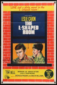 1y589 L-SHAPED ROOM Aust 1sh '63 sexy Leslie Caron, Bryan Forbes, cool different art!