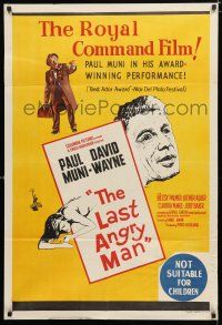 1y580 LAST ANGRY MAN Aust 1sh '59 Paul Muni is a dedicated doctor from the slums exploited by TV!