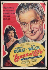 1y582 LEASE OF LIFE Aust 1sh '54 parson Robert Donat is nearer to heaven, Kay Walsh