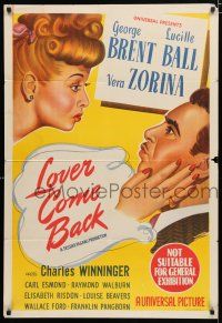 1y588 LOVER COME BACK Aust 1sh '46 pretty redhead Lucille Ball & George Brent!