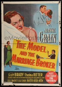1y602 MODEL & THE MARRIAGE BROKER Aust 1sh '51 Scott Brady kisses Jeanne Crain,smoking Thelma Ritter